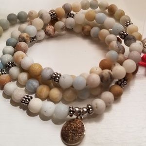 Beaded, Natural Stone, Amazonite Wrap Bracelet